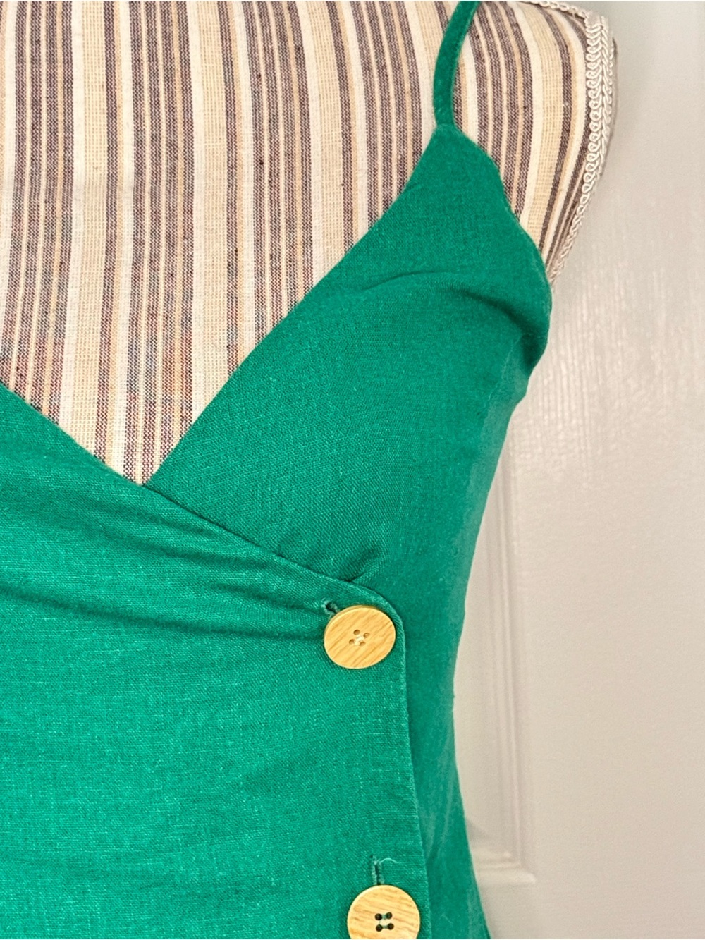 Lulus Green Linen Blend Wrap Mini Dress XS - Picture 3 of 9
